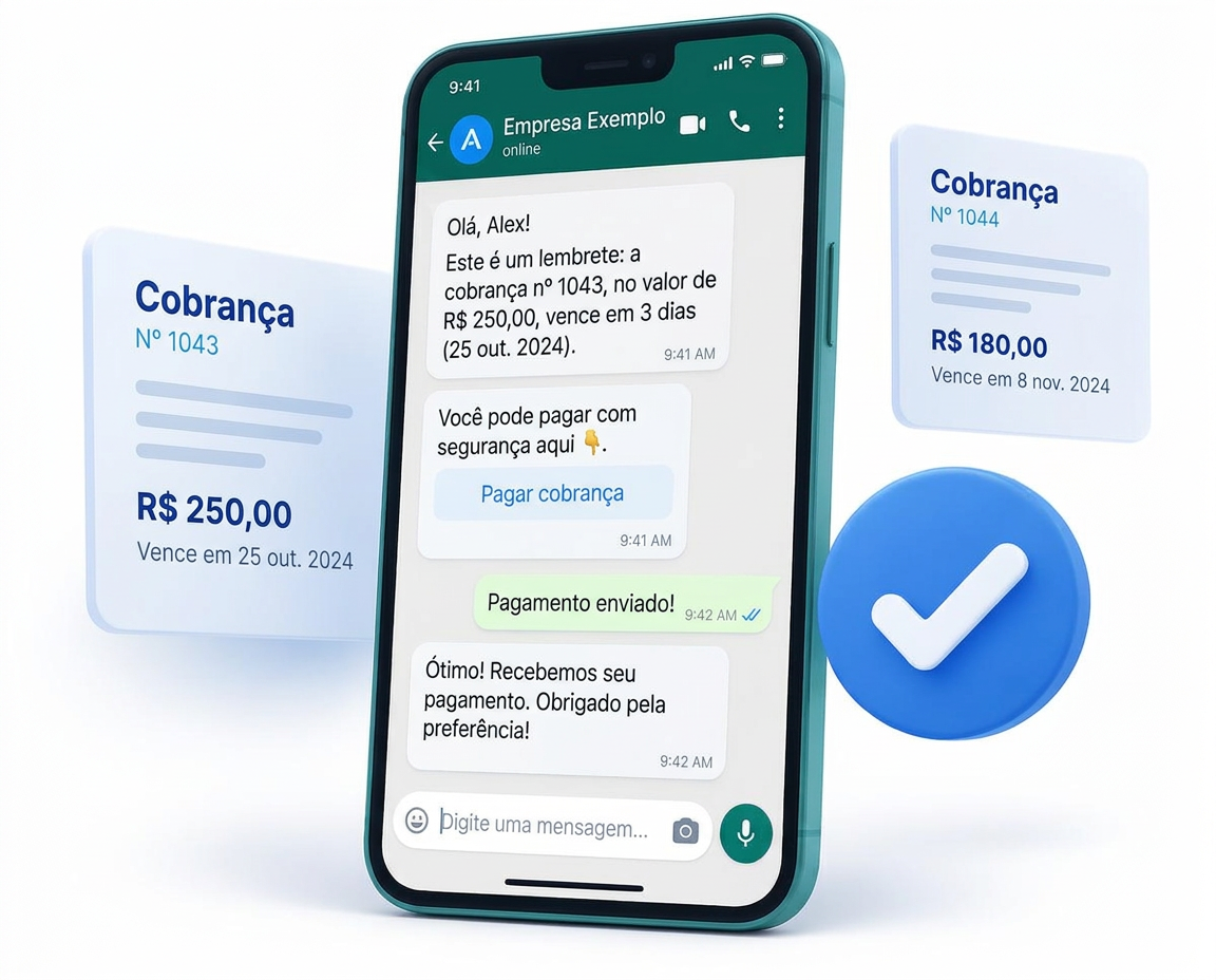 Cobrança sendo enviada pelo WhatsApp